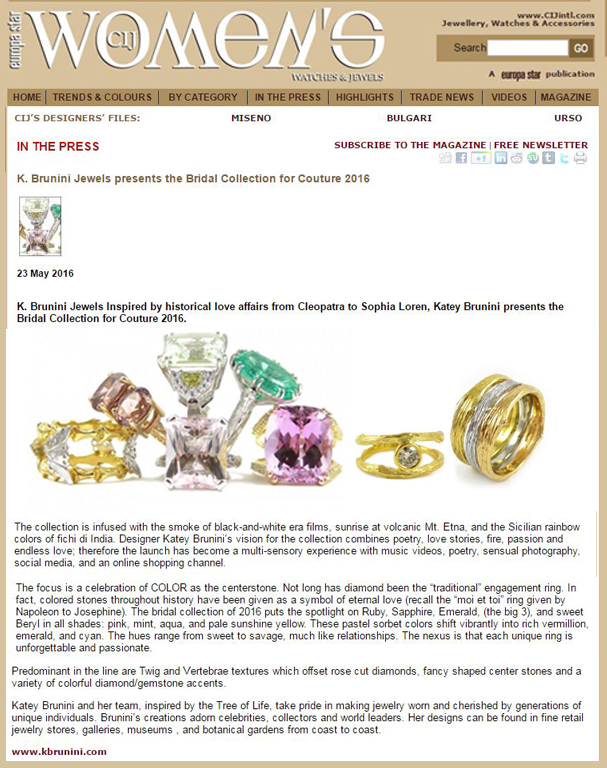 K. Brunini, K. Brunini Jewels, CIJ International, Jewelry, Bride, Bridal, Ring