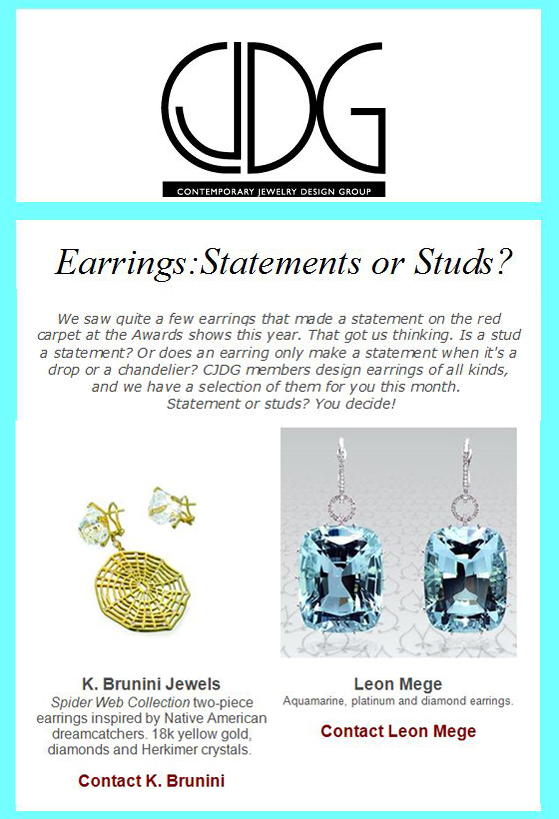 Contemporary Jewelry Design Group, K Brunini, Earrings, Statement, Stud