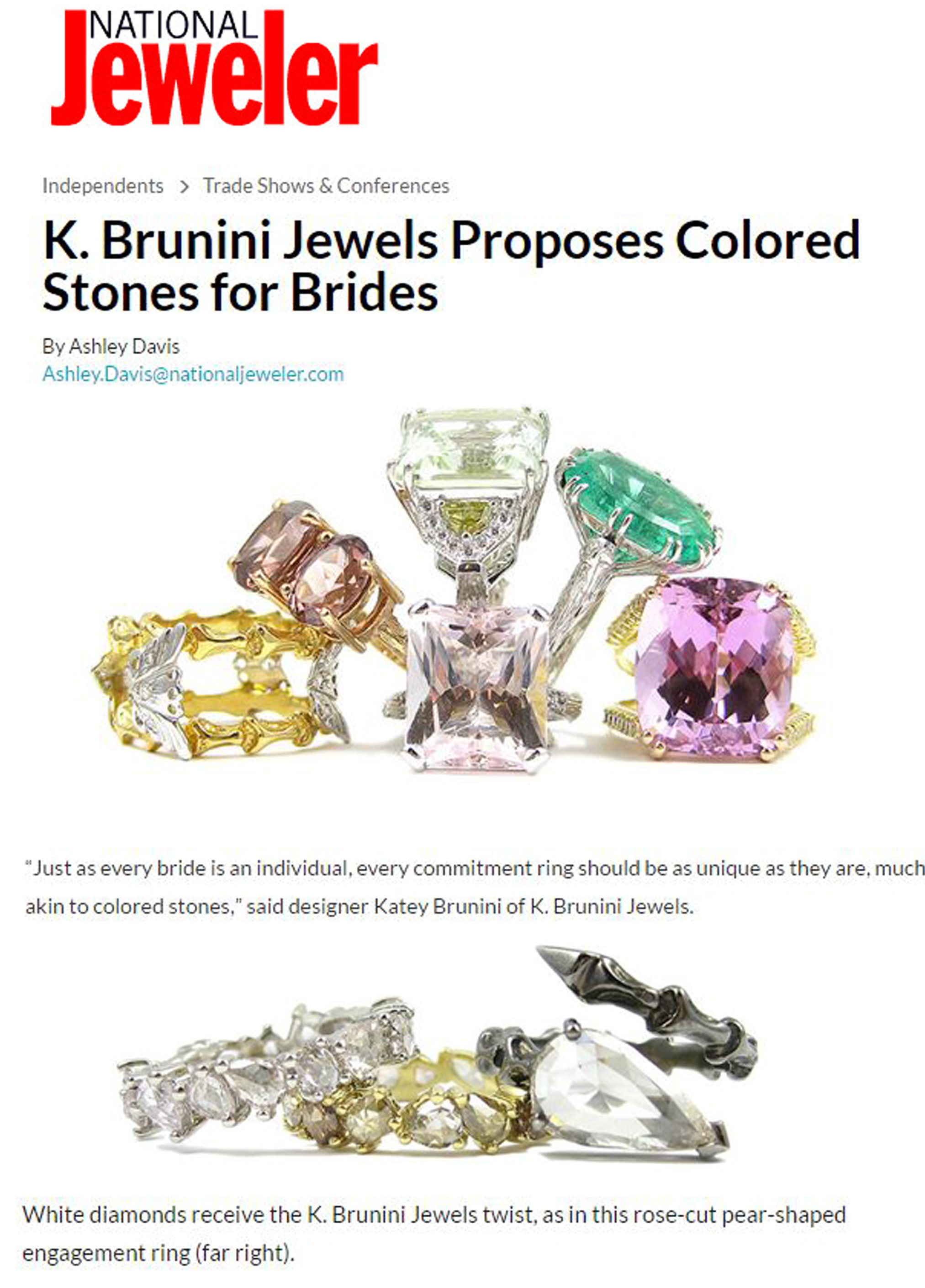 K. Brunini Jewels, National Jeweler, Gemstones, Colored Gemstones, Bridal, Engagement, Rings