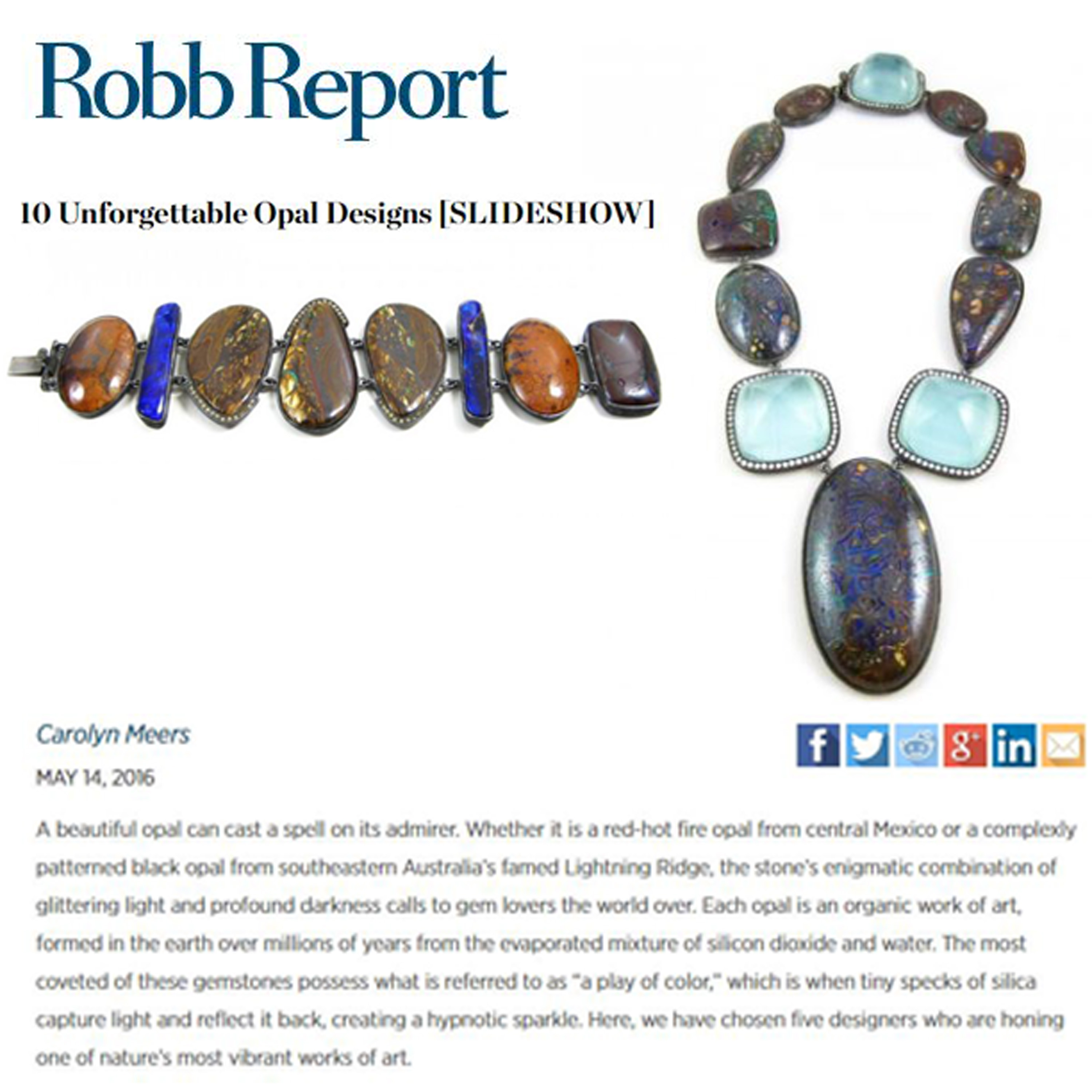 K. Brunini, K. Brunini Jewels, Robb Report, Opal, Necklace, Bracelet