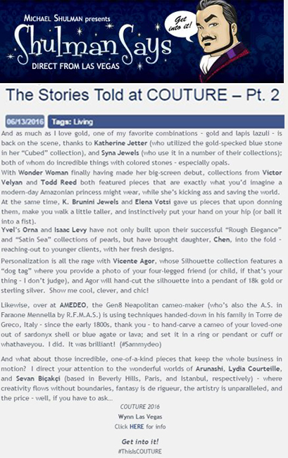 K Brunini Jewels, K Brunini, Shulman Says, Couture
